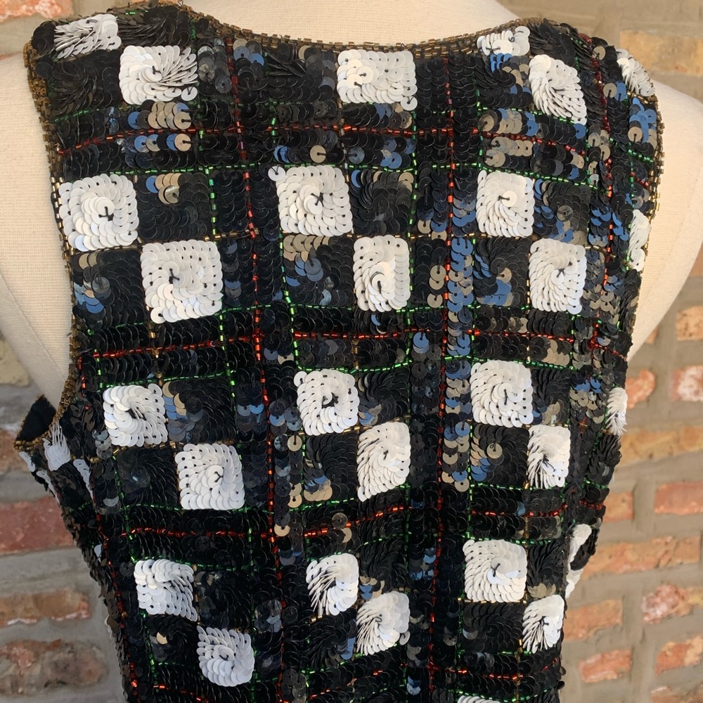 VINTAGE Two Piece Black Sequin Skirt & Top L XL - Picture 6 of 6